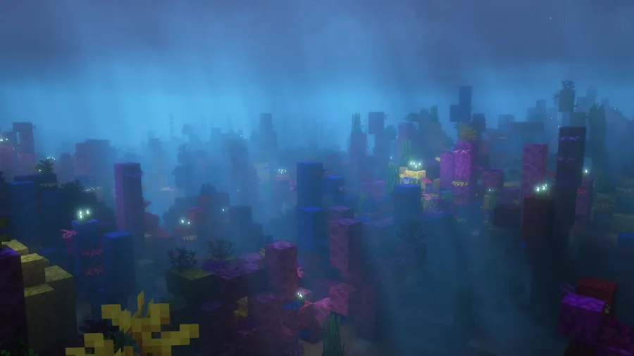 Rạn san hô Minecraft trong làn nước xanh